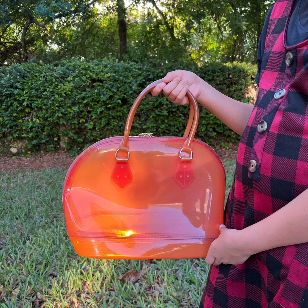 Vintage Y2K 90’s Jelly Bag Rubber Candy Purse, pink, peach, translucent, festiva